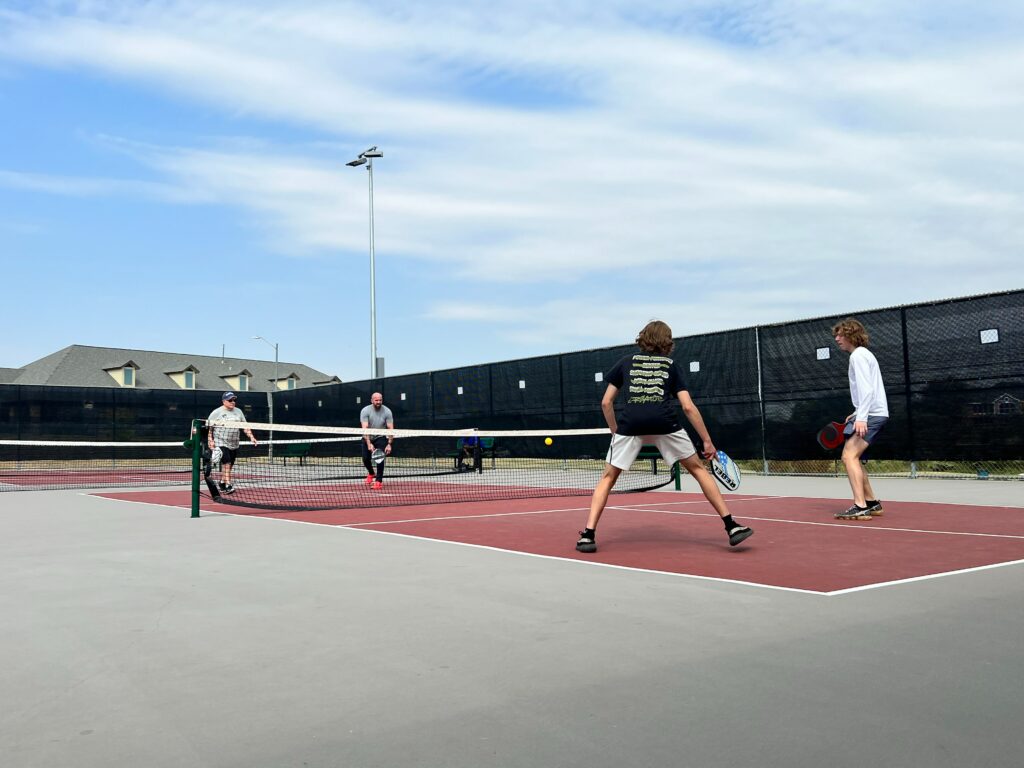 pickleball players playing game