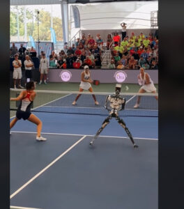 Robot playing pickleball